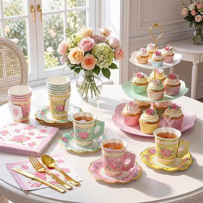 Layhit 83 Pcs Disposable Tea Party Set - Image 4