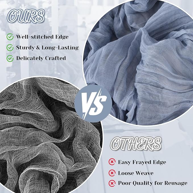 2 Pack Cheesecloth Table Runner, 120 Inch Dusty Blue Table Runner - Image 6