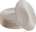PLASTICPRO 30 Pack Disposable Plastic Plates Heavyweight Granite Look Elegant 10 inch Dinner Plates Grey with Gold Rim