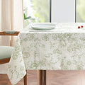 jinchan Green Floral Linen Blend Rectangle Table Cloth 52 x 70 Inch | Elegant by JINCHAN