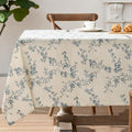 jinchan Blue Farmhouse Floral Linen Rectangle Table Cloth 52 x 70 Inch | by JINCHAN