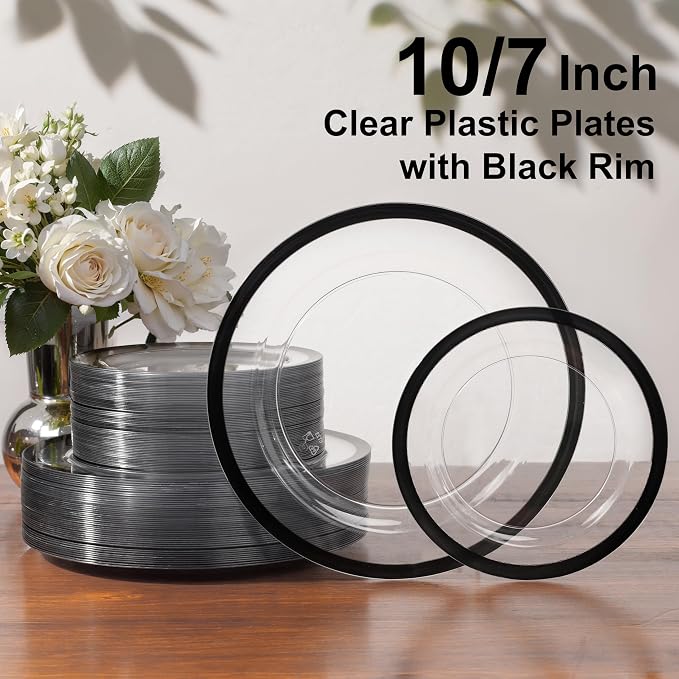 U-QE 120pcs Black Plates Disposable - Image 6