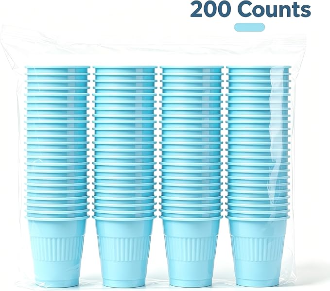 TashiBox 5 oz Disposable Plastic Cups, Sky Blue - Image 5