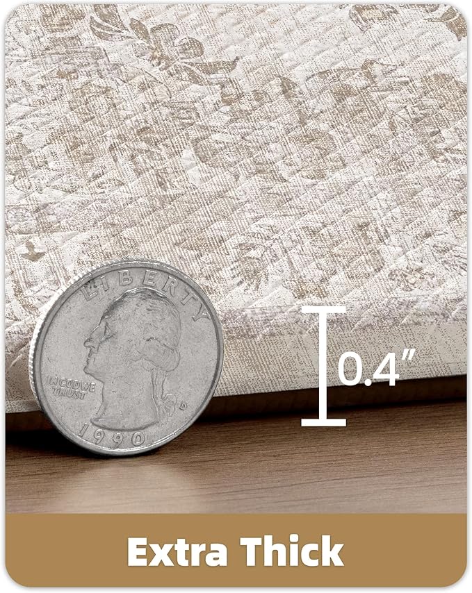 Color&Geometry Anti Fatigue Kitchen Mats for Floor 24x87, Vintage Decor, Easy Clean, Waterproof & Oil Proof, 0.4" Thick Cushioned, Non-Slip Kitchen Runner Rug for Sink, Laundry, Office, Khaki