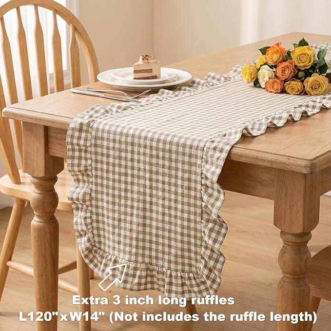 Eternal Beauty 14x120 Gingham Ruffle Table Runner - Image 4