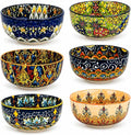 Cereal Bowls Set of 6, Bohemian Ceramic Soup Bowls, 28 oz Colorful Bowls Set by Unknown