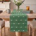 Artoid Mode Green Farbic Rustic Cotton Woven Table Runner, Farmhouse Christmas by ArtoidMode