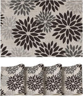 Artoid Mode Floral Vinyl Halloween Placemats Set of 4, Heat Resistant Washable Non-Slip Plastic PVC Place Mats for Party Kitchen Dining Decor, Black