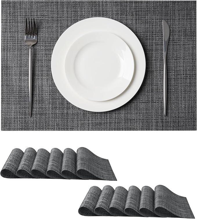 Leetaltree Black and Grey Woven Placemats Set of 12 by Leetaltree-ArtatEveryTable