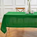Solino Home Garden Green Linen Tablecloth 60 x 144 Inch - 100% Pure Linen Hemstitch Table Cloth for Rectangle Tables - Classic Hemstitch, Washable Tablecloth for Winter, St Patricks Day, Easter
