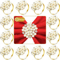 Hotop 36 Pcs Gold Napkin Rings Pearls and Flower Napkin Buckles Rhinestone by HOTOP