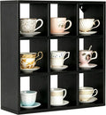 Helsin 9 Grid Vintage Coffee Mug Display Rack, 16inch Wall Mounted Wooden Curio by Helsin