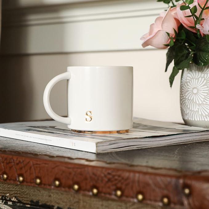 COLLECTIVE HOME Ceramic Coffee Mug, 15 oz Monogram Cup - Image 6