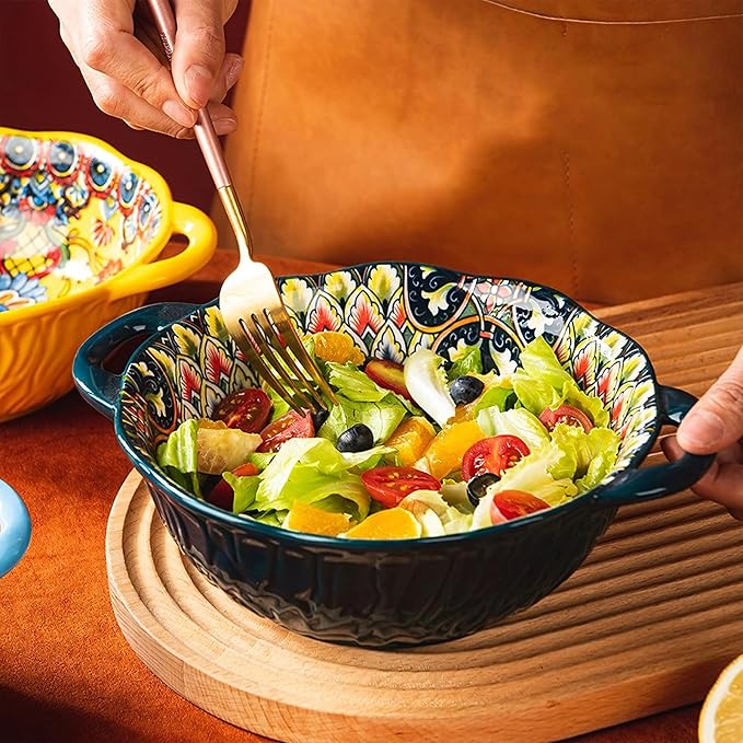 2 Pack Boho Ceramic Serving Bowls - Image 2