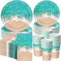 Funnymoom 250 Pcs Beach Party Decoration Ocean Waves Paper Plates Napkins and by Funnymoom