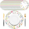 50PCS Floral Disposable Paper Placemats Watercolor Butterfly & Floral Disposable Round Table Mats for Spring Weddings, Brunch & Garden Parties