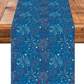 4July Blue Firework Burlap Table Runner Seasonal Spring Fall Kitchen Dining by Worltoldb