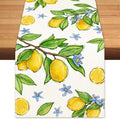Summer Amalfi Coast Lemon Fruit Table Runner Green Leaves Burlap Table Runners by BEAUTYROMANCEFORYOURLIFE