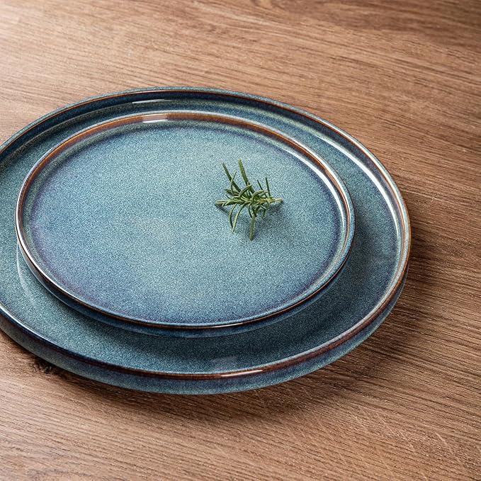 AmorArc Ceramic Dinnerware Sets for 4,Round Reactive Glaze Stoneware Plates and Bowls Set,Highly Scratch Resistant Dishware | Dishwasher & Microwave Safe Dishes Set,Service for 6 (18pc)