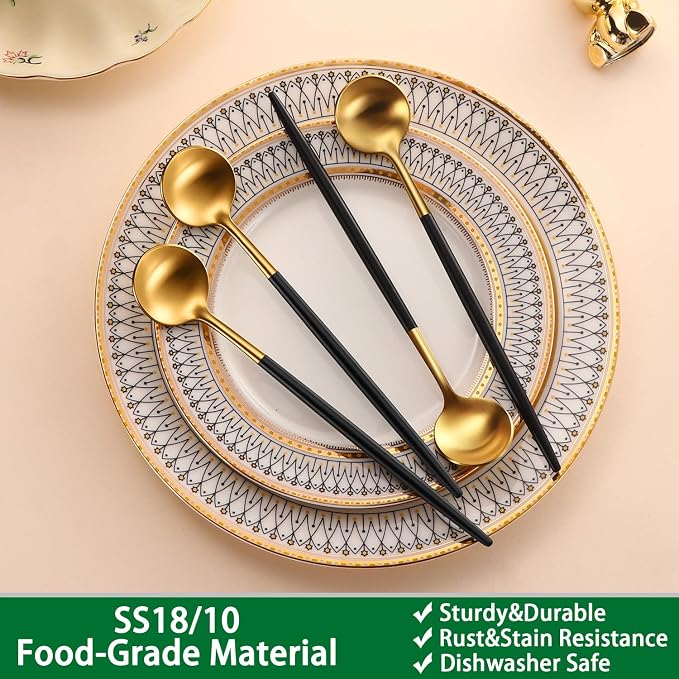 DEHOV 4 PCs 6.7 Inches Brush Gold Stainless Steel 304 Iced Tea Spoons - Image 3