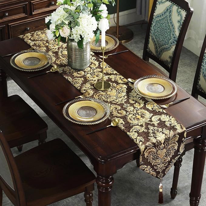 Dark Brown Table Runners 120" Thick Chenille - Image 3