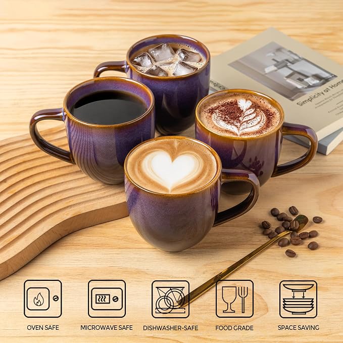theterra Ceramic Coffee Mugs Set of 6, 12 oz Coffee Cups - Image 4