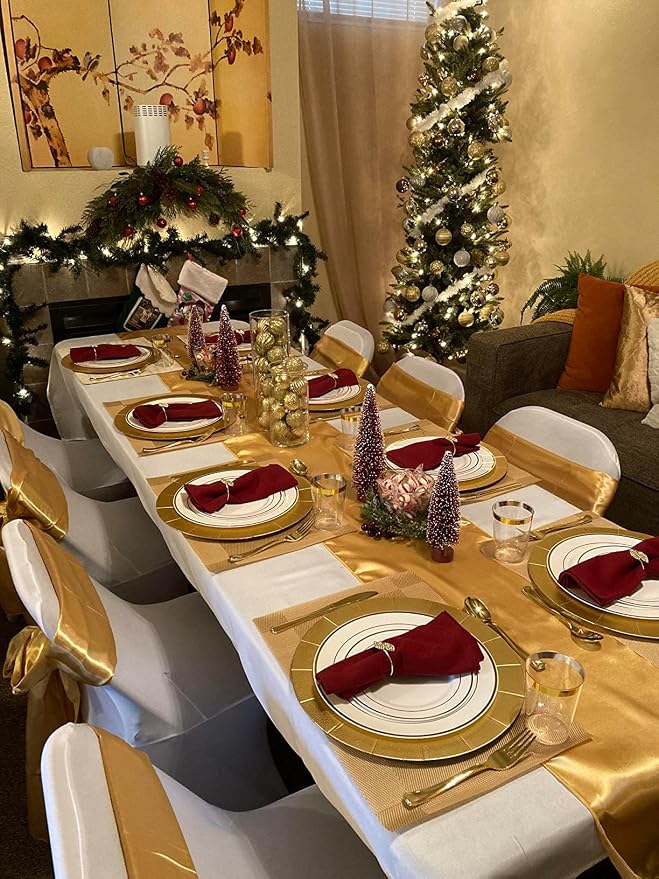 Pack of 10 Satin Rose Gold Table Runners 12 x 108 Inches - Image 6