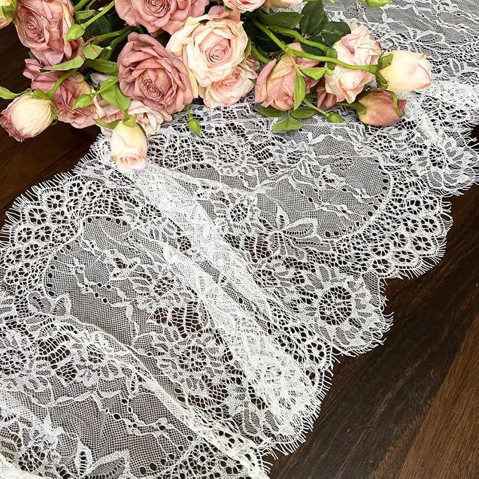 10 Pcs White Lace Table Runner 14 x 120 Inch Vintage Rustic Table Runner - Image 4