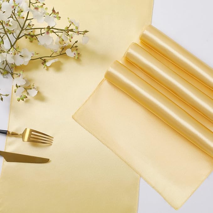 Horbaunal 24 Pack Light Gold Satin Table Runner 12 x 108 Inch | Smooth Table - Image 4