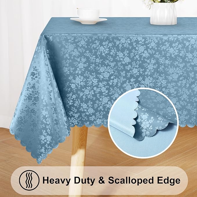 Smiry Square Table Cloth, Waterproof Heavy Duty Vinyl Tablecloths, Wipeable Washable Table Cover for Kitchen and Dining Room (Stone Blue, 54" X 54")