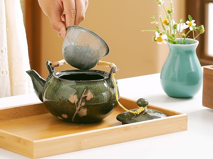 Traditional Japanese tea set, Kiln altered glaze Porcelain tea set - Image 9