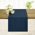 D'Moksha Homes Linen Navy Blue Table Runner 108 Inches Long - 100% Pure Linen 14 x 108 Inch Table Runner for Easter - Classic Hemstitch
