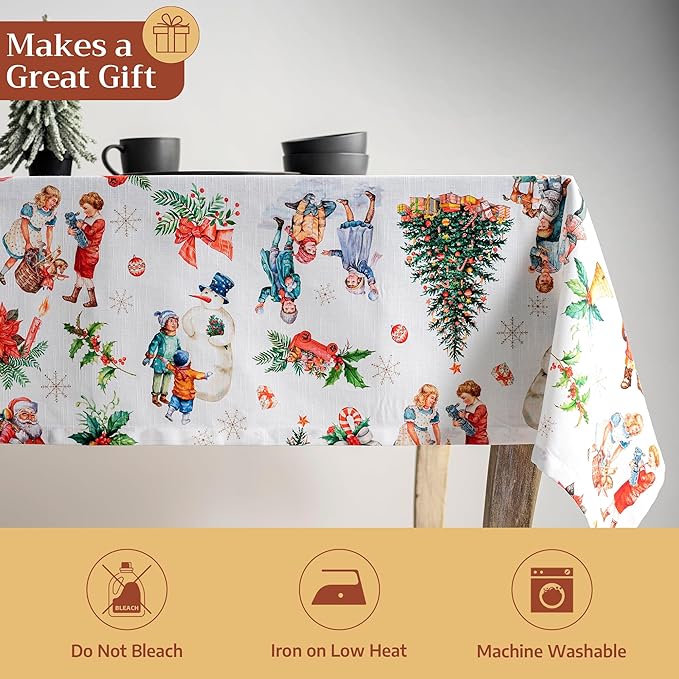 Maison d' Hermine Table Cloth Rectangle Table 100% Cotton 60 x 90 Inches Fall Tablecloth Reusable Everyday Use for Thanksgiving Christmas Decorations Dining Farmhouse Party (Chromo)