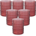 18PCS Hobnail Plastic Drinking Glasses 14 oz Burgundy Cups by Joyido
