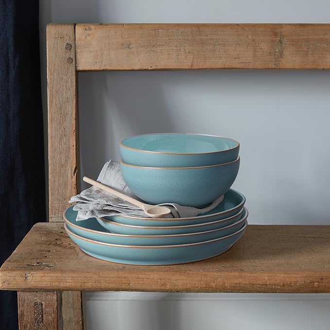 Denby - Azure Coupe Cereal Bowl - Single Blue Glaze Everyday Soup, Dessert Bowls - Dishwasher Safe & Microwave Safe Ceramic Stoneware Tableware - Scratch & Chip Resistant