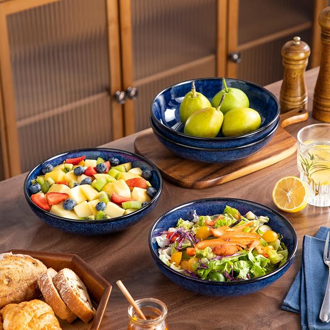vancasso Stern Large Pasta Bowls Set of 4, 38 Oz Ceramic Salad Plate Bowls - Image 7