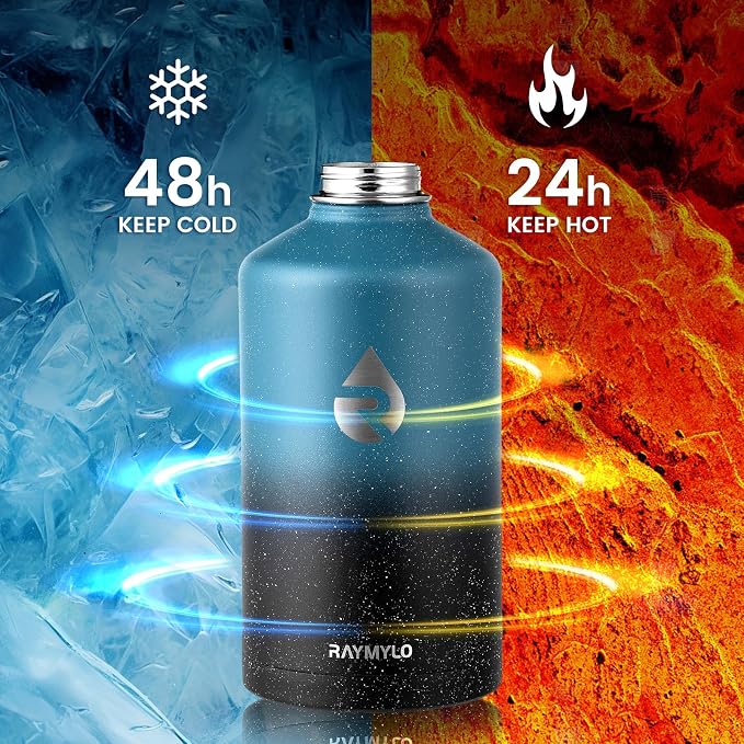 RAYMYLO One Gallon Water Bottle Insulated 128 oz, Stainless Steel | Triple - Image 3