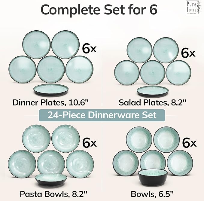 24 Piece Stoneware Dinnerware Set - Image 6