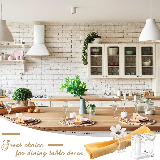 24 Pcs Acrylic Napkin Rings Clear Napkin Holder Bulk - Image 6