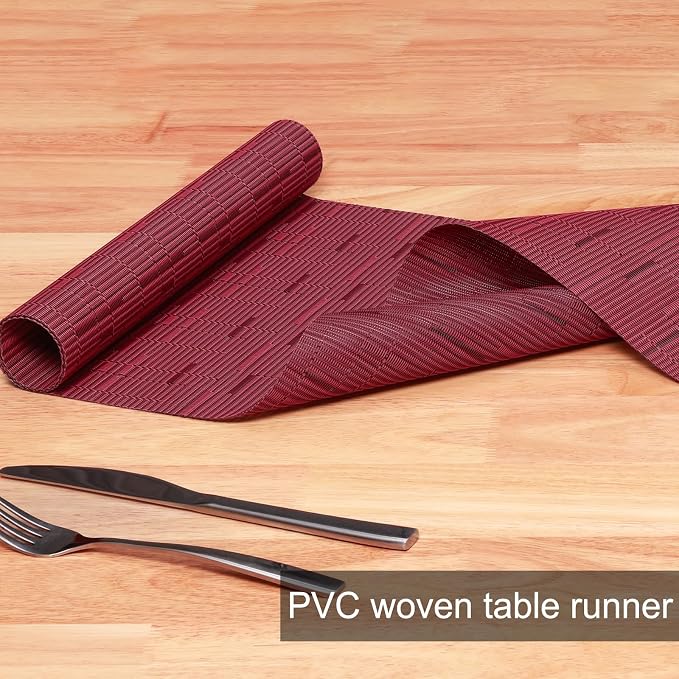 Table Runner 55 Inches Long, Vinyl Woven Heatproof Table Runners | Washable - Image 2