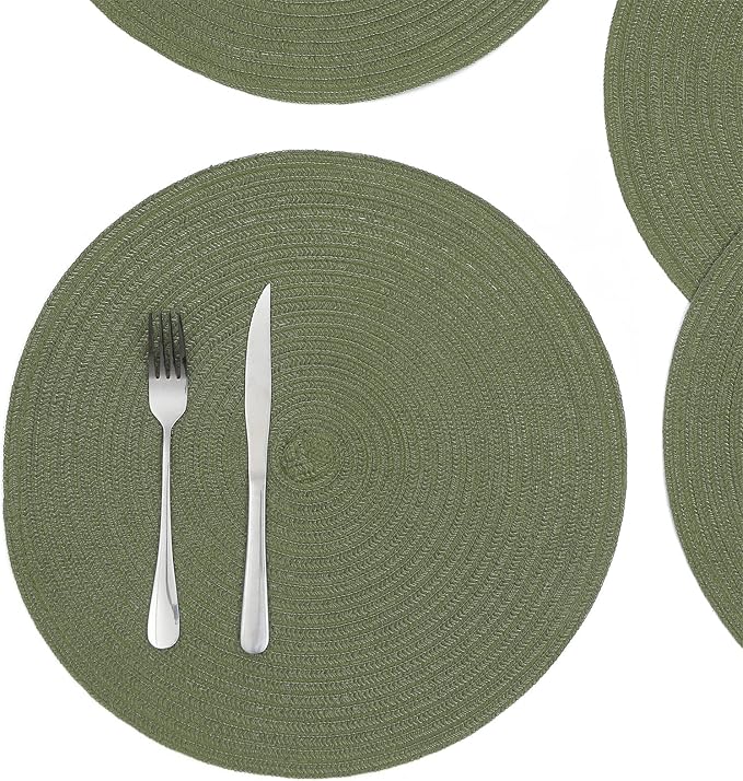 SHACOS Round Placemats Set of 6 Washable 15 inch Round Table Mats Cotton - Image 5
