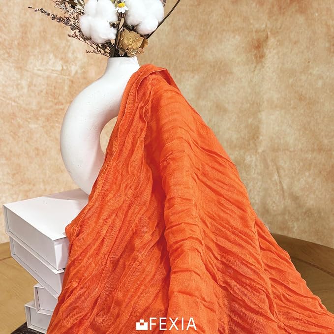 Orange Cheesecloth Table Runner Fall Wedding Bridal Shower Home Decor | 35x120 - Image 6