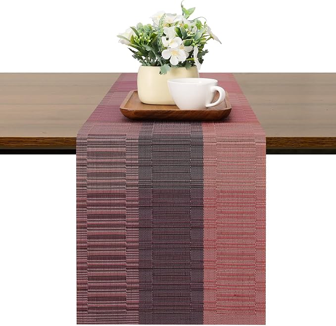 Table Runner 71 Inches Long, Vinyl Woven Farmhouse Table Runners | Washable by Chitomars