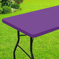 Smiry Rectangle Picnic Table Cloth, Waterproof Elastic Fitted Tablecloths for 6 Foot Tables, Washable Polyester Table Cover for Camping, Indoor and Outdoor (Purple, 30"x72")