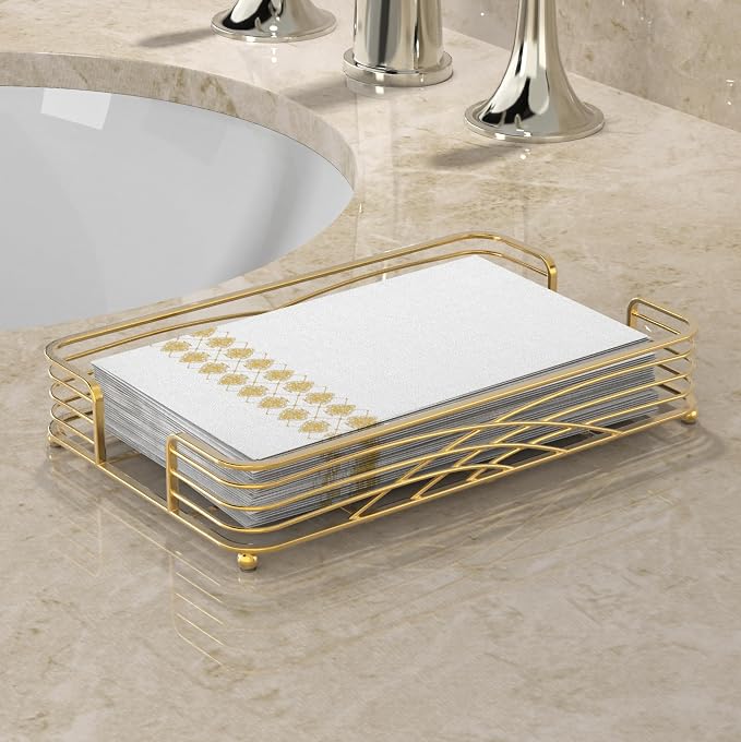 Guest Hand Towel Holder Tray for Bathroom Countertop, Powder Room & Vanity Use - Image 4