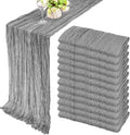 Fivenl 12 Pack Cheesecloth Table Runner 35x72 Inch Boho Gauze Table Runner Rustic Cheese Cloth Long Table Runner Romantic Table Runner for Wedding Bridal Shower Birthday Party Table Decor (Gray)