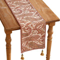 Designer French Linen Extra Long Table Runner, Cashew Pattern, Dining Table by Isaennehomedecoration