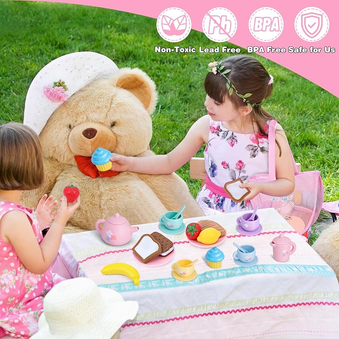 PRE-WORLD Silicone Tea Party Set, Kitchen Role Play Toy - Image 5
