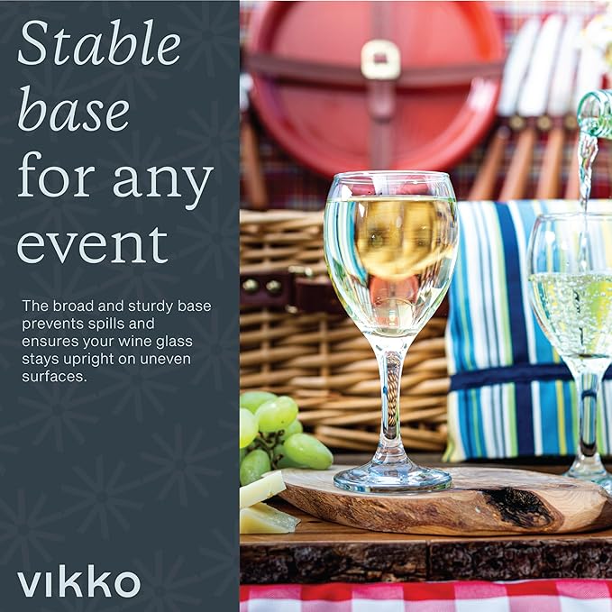 Vikko 8.5 Ounce Wine Glasses, Set of 12 SMALL Wine Glasses, for Red and White Wine With Stem, Clear Glass for Wine, Thick and Durable Stemmed Glass