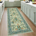 GarveeHome 2x6 Kitchen Runner Rug, Washable Rug for Hallway Non Slip Sage Green, Ultra-Thin Boho Soft Kitchen Runner Rug Botanical Carpet for Entryway, Laundry Room, Bedroom Floor Mat